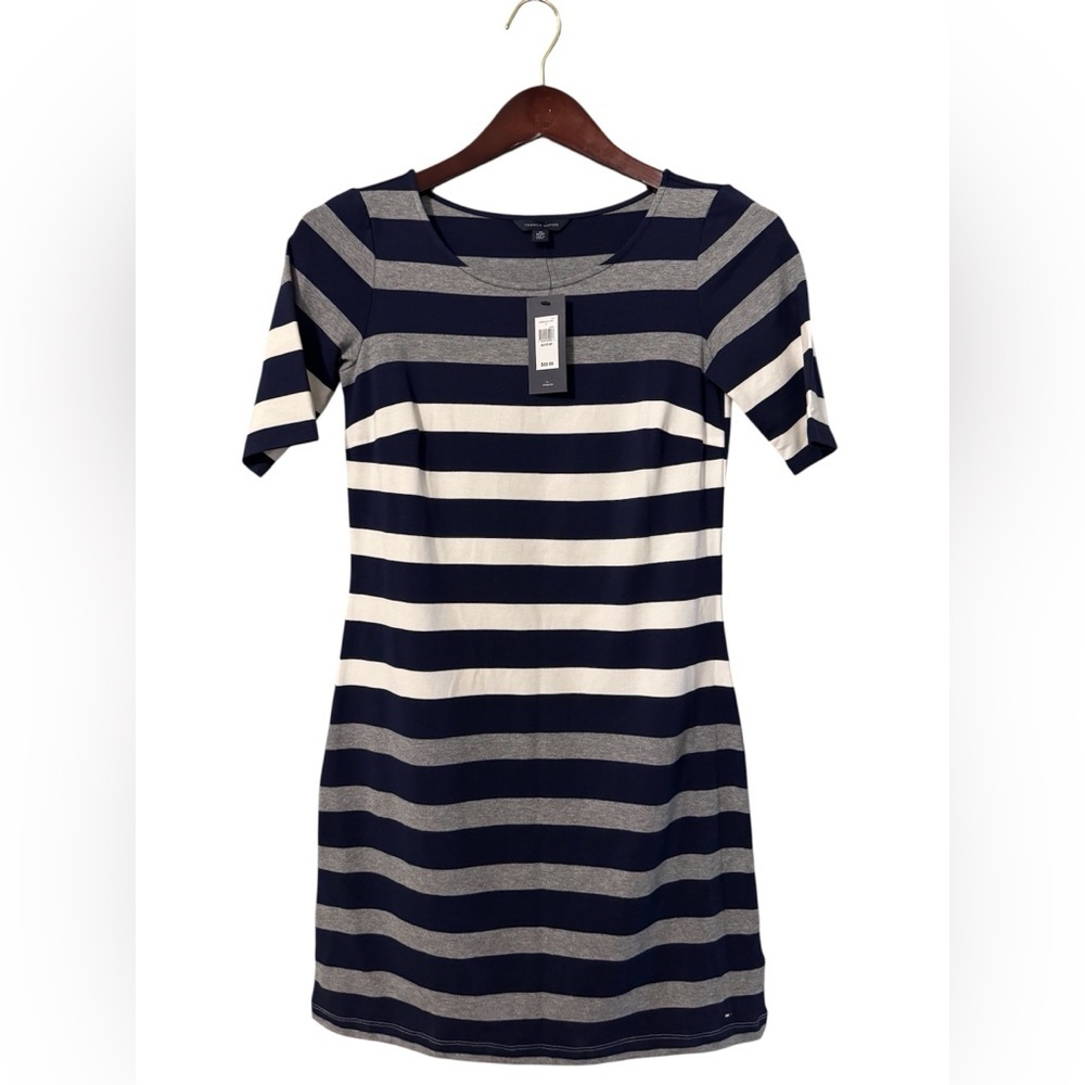🔥NWT Tommy Hilfiger Striped Dress XS Navy White